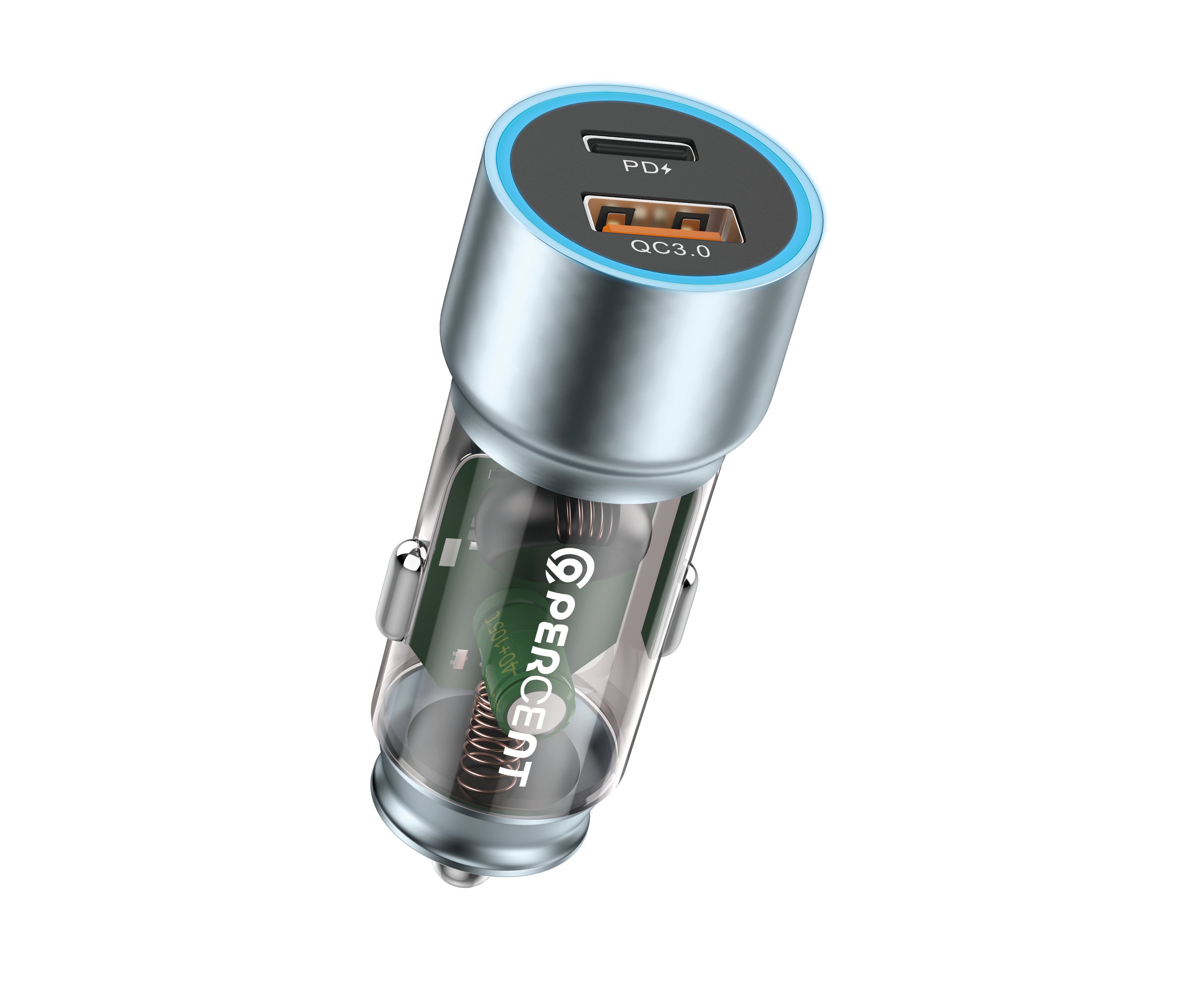 90 Percent MotoCharger45 – Dual-Port Transparent Car Charger 43W 90 Percent MotoCharger45 – Dual-Port Transparent Car Charger 43W